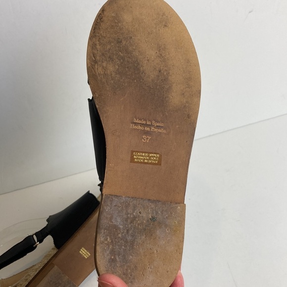 Anthropologie | Black Mollie Scalloped Sandals 37 Slingback Espadrilles Vacation - Picture 13 of 16